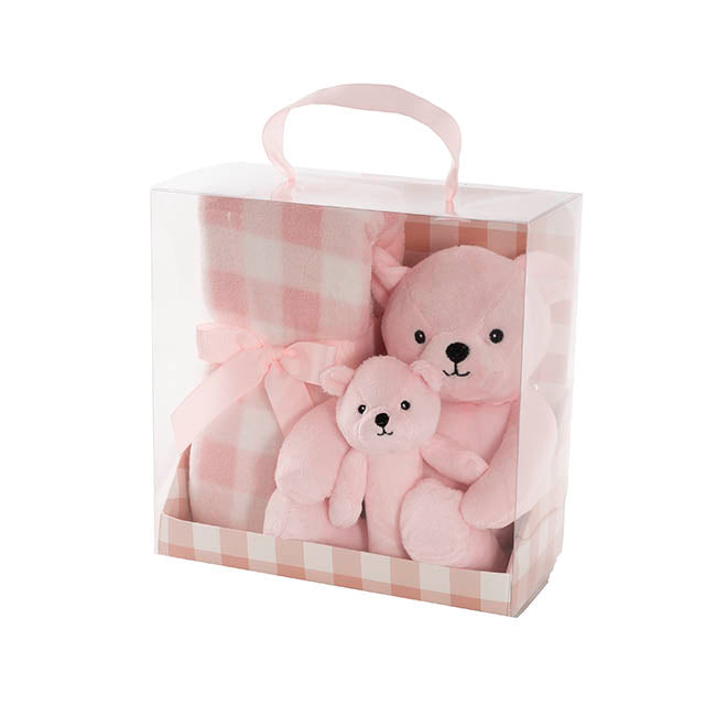 Teddy Bear Brody, BB Stick & Blanket Gift Pack Pink (25cmH)