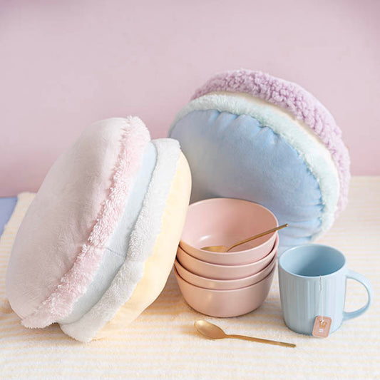 Macaron Cookie Squish Pillow Plush Puff Pink (30cmD)