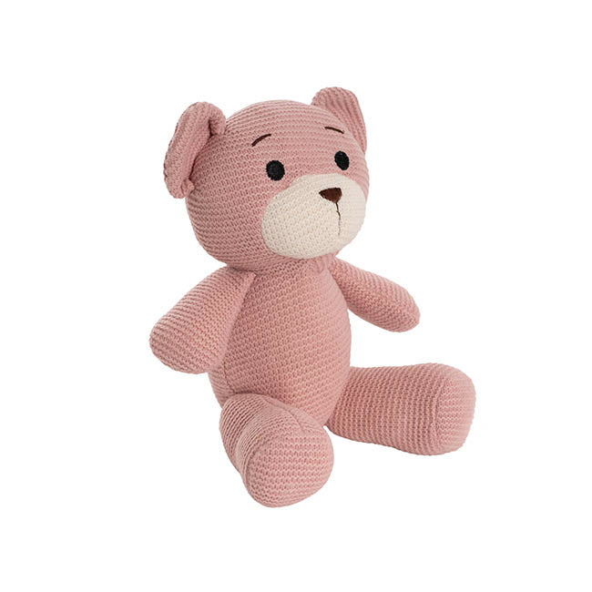 Teddy Bear Chuck Knitted Plush Soft Toy Pink (22cmST)