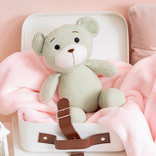 Teddy Bear Chuck Knitted Plush Soft Toy Soft Green (22cmST)