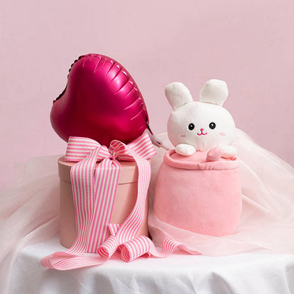 Tumbler Bunny Plush Puff Soft Toy Pink (25cmHT)