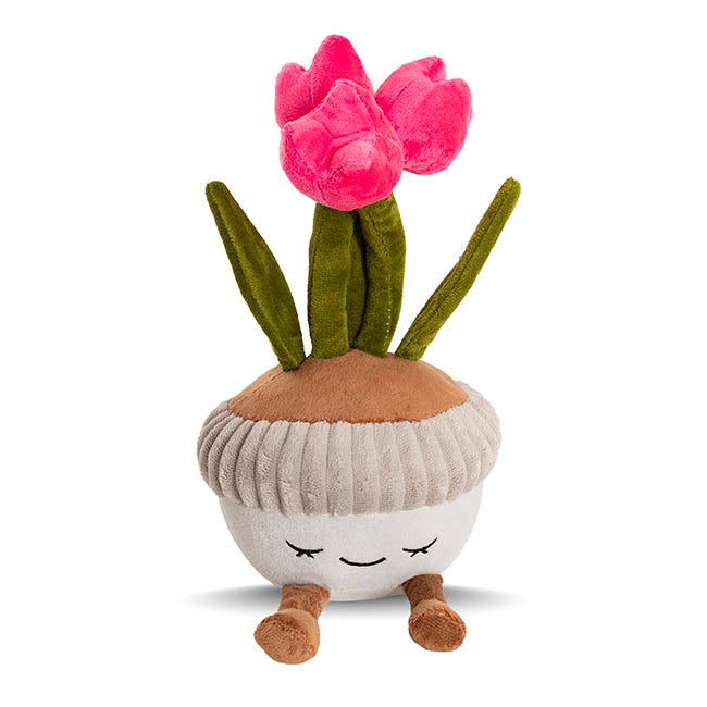 Plush Potted Tulips Soft Toy Hot Pink (25cmHT)