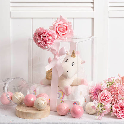 Unicorn Pebbles & Blanket Gift Pack Baby Pink (20x18x26cm)