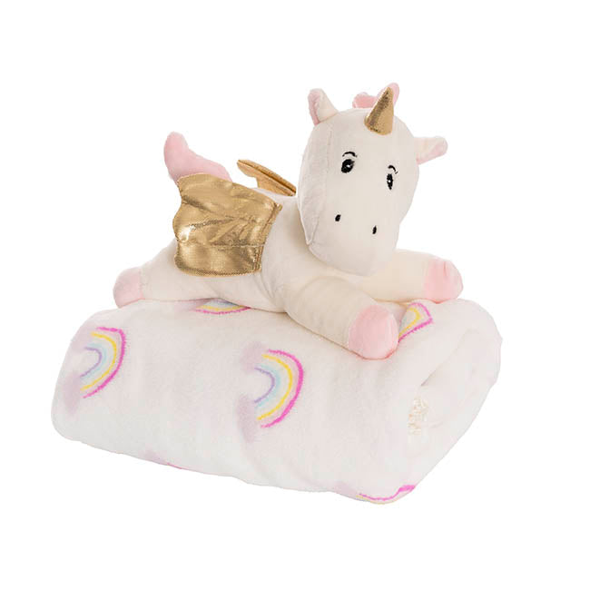Unicorn Pebbles & Blanket Gift Pack Baby Pink (20x18x26cm)