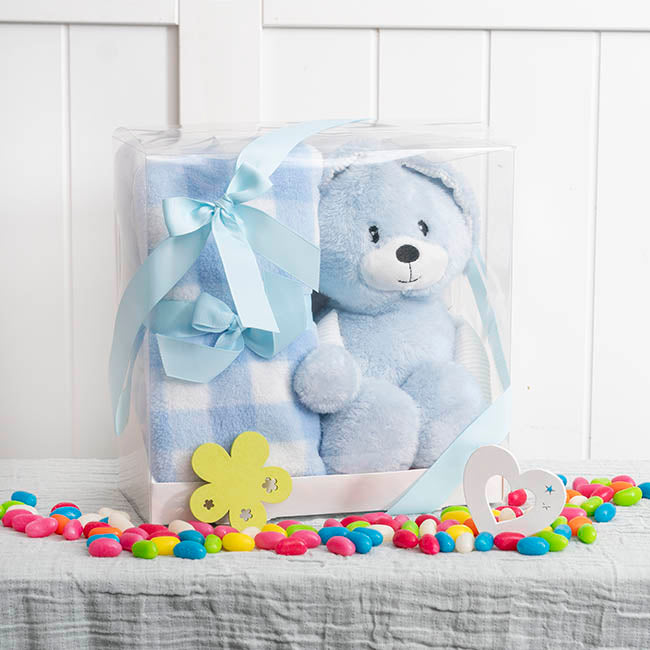 Bunny Flops & Blanket Gift Pack Baby Blue (25x12x25cm)