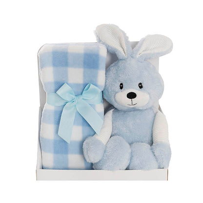 Bunny Flops & Blanket Gift Pack Baby Blue (25x12x25cm)