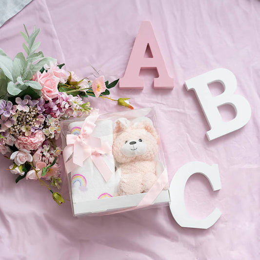 Bunny Flops & Blanket Gift Pack Peach (25x12x25cm)
