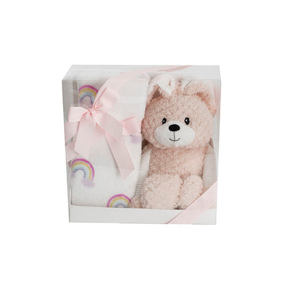 Bunny Flops & Blanket Gift Pack Peach (25x12x25cm)