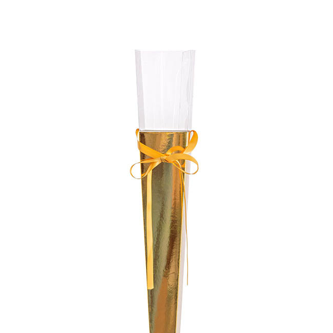 Acetate Premium Flat Rose Cone Chrome Gold (7x65cmH) Pack 6