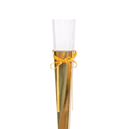 Acetate Premium Flat Rose Cone Chrome Gold (7x65cmH) Pack 6