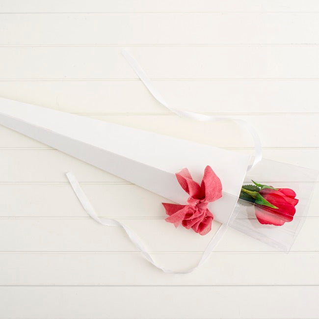 Acetate Premium Flat Pack Rose Cone White (7x65cmH) Pack 6