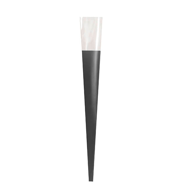 Acetate Premium Rose Cone Square Black & Clear Pk6 (7x65cmH)