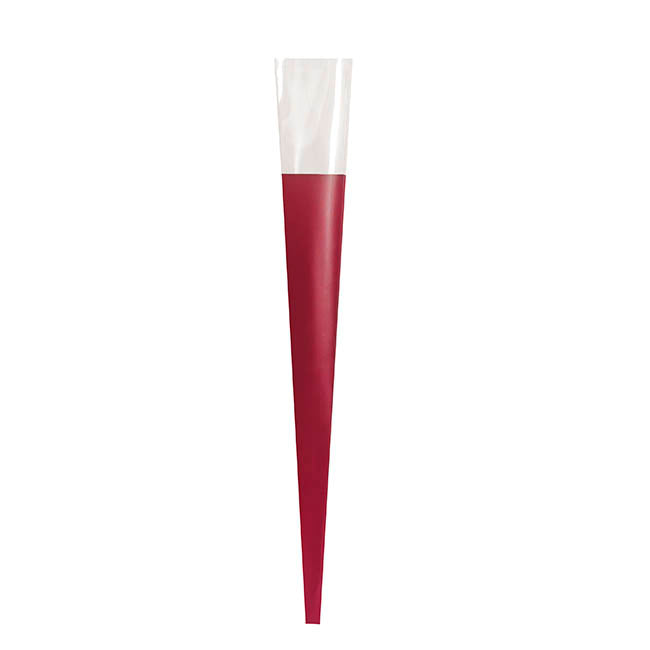 Acetate Premium Rose Cone Square Red & Clear Pk6 (7x65cmH)