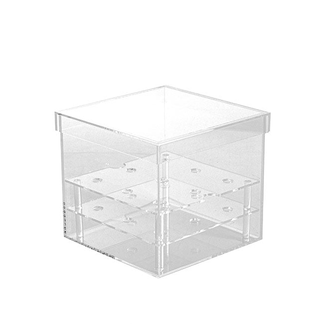 Acrylic 9 Head Rose Display Box with Lid (16x15cm)