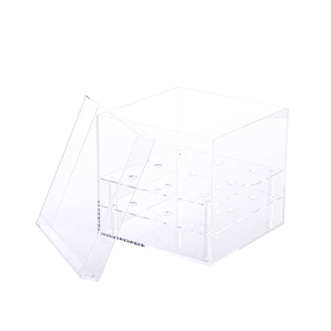 Acrylic 9 Head Rose Display Box with Lid (16x15cm)