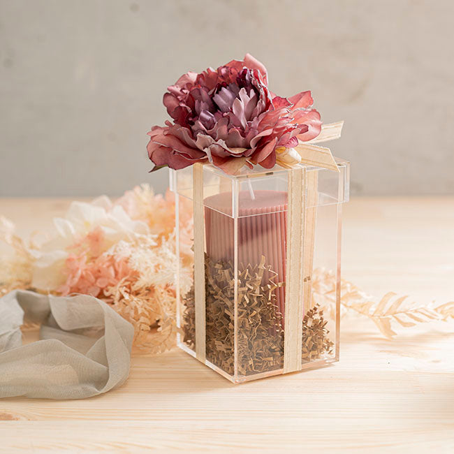 Acrylic Single Rose Head Display Box with Lid (9x9x15cmH)