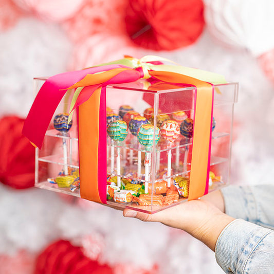 Acrylic 16 Rose Head Display Box with Lid (20x20x15cmH)