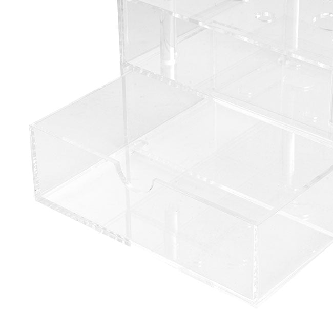 Acrylic 9 Rose Head Display Box with Drawer (15x15x15cmH)