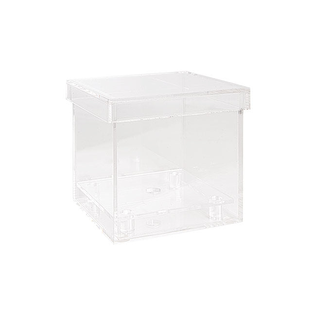 Acrylic Single Rose Display Bomboniere Box (9x9x9Hcm)