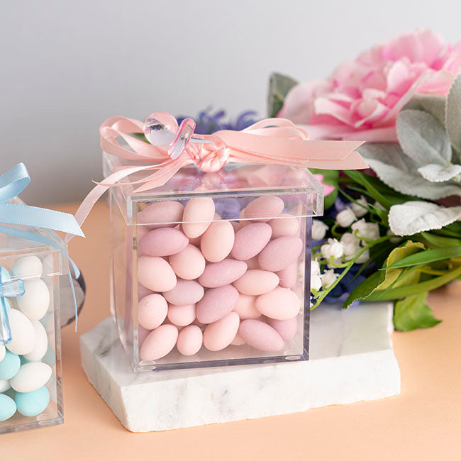 Acrylic Single Rose Display Bomboniere Box (9x9x9Hcm)