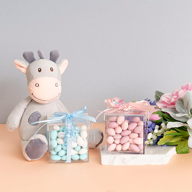 Acrylic Single Rose Display Bomboniere Box (9x9x9Hcm)