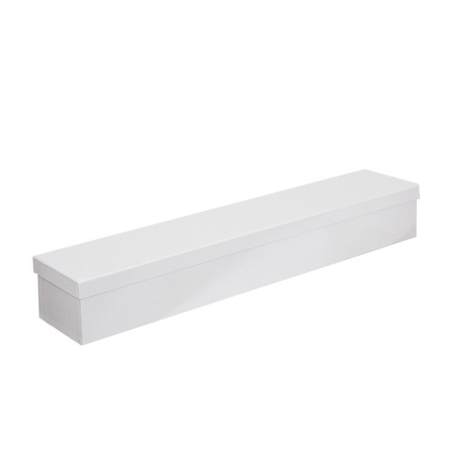 Glossy Half Dozen Rose Box White (75x14x11cmH)