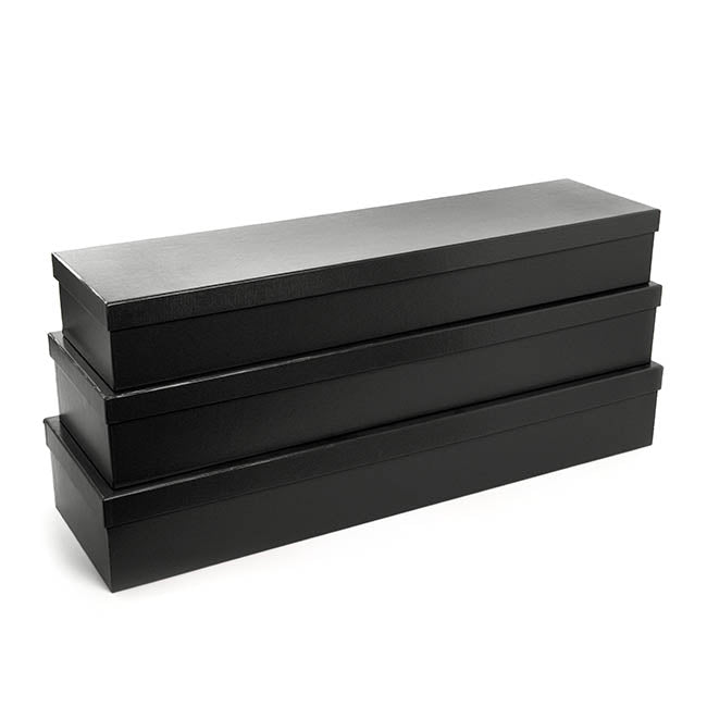 Glossy Rose Box Dozen Black (75x21x11cmH) Set 3