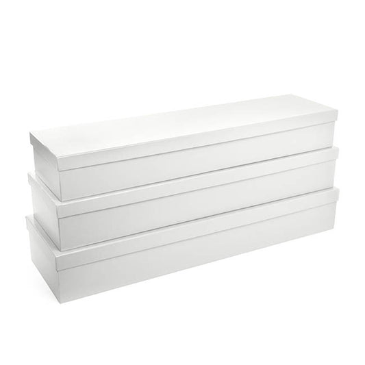 Glossy Rose Box Dozen White (75x21x11cmH) Set 3