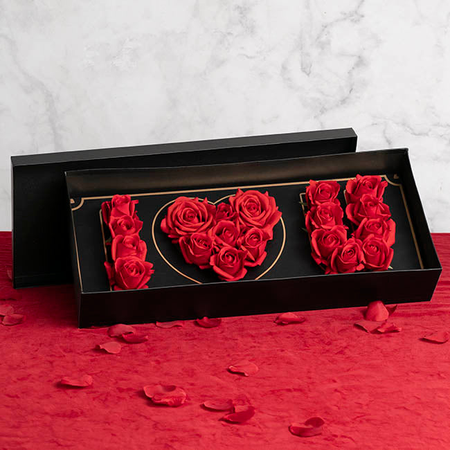 I Love U Rose Box with Foam Insert Black (61x26x11Hcm)
