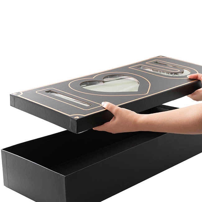 I Love U Rose Box with Foam Insert Black (61x26x11Hcm)