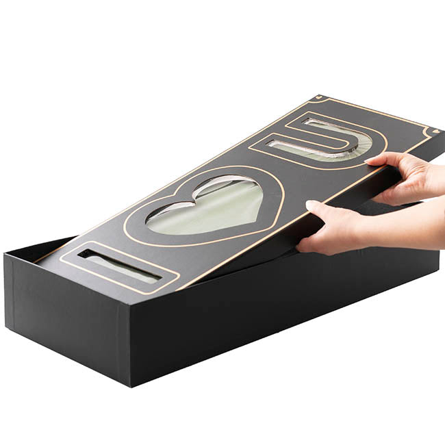 I Love U Rose Box with Foam Insert Black (61x26x11Hcm)