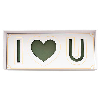 I Love U Rose Box with Foam Insert White (61x26x11Hcm)
