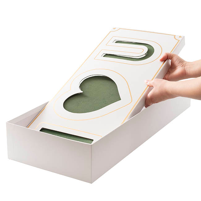 I Love U Rose Box with Foam Insert White (61x26x11Hcm)