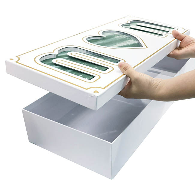Love Mum Rose Flower Box with Foam Insert White(61x26x11Hcm)