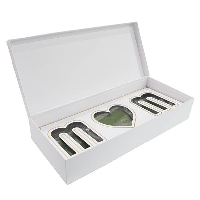 Love Mum Rose Flower Box with Foam Insert White(61x26x11Hcm)