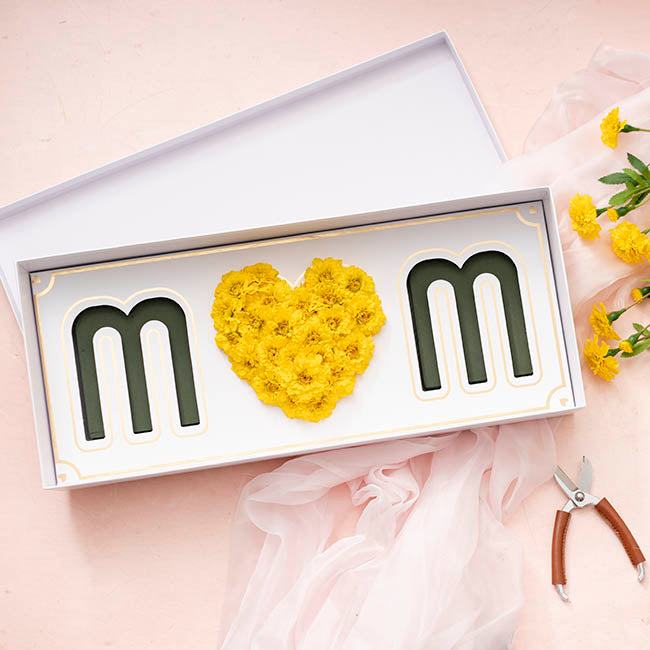 Love Mum Rose Flower Box with Foam Insert White(61x26x11Hcm)