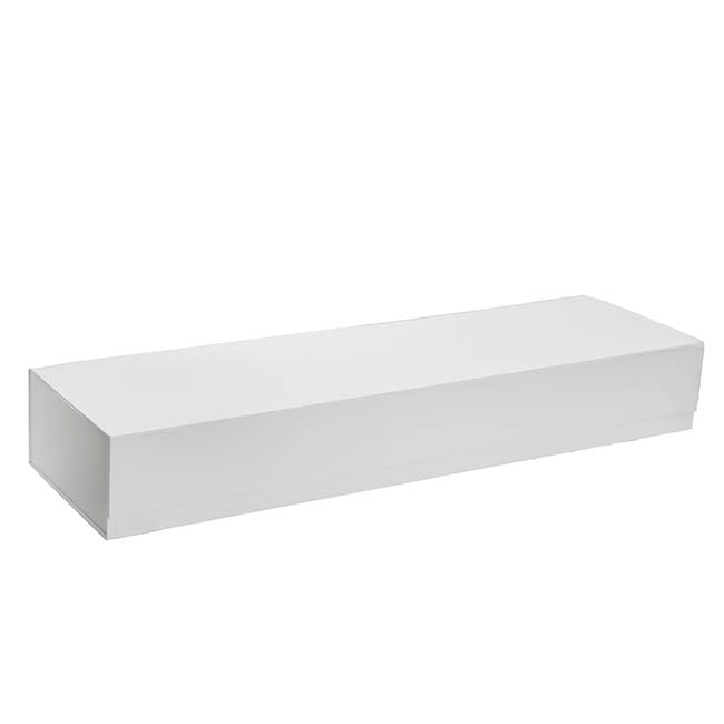 Rose Box Magnetic Flat Pack Dozen White (75x21x11cmH)