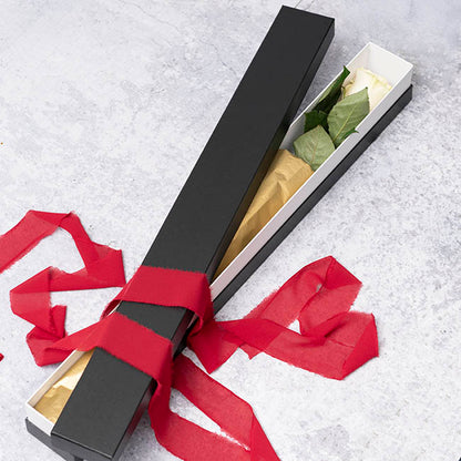 Pearlescent Ribbed Accent Rose Box Single Black (74x8x8cmH)