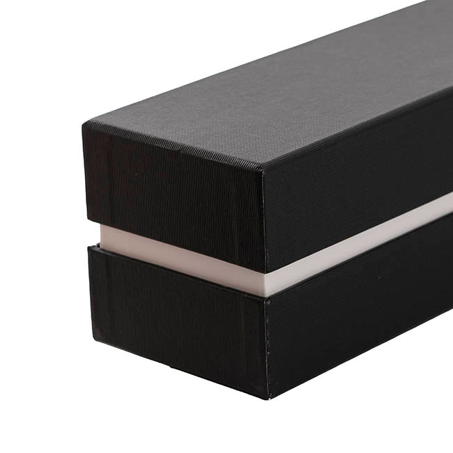 Pearlescent Ribbed Accent Rose Box Single Black (74x8x8cmH)