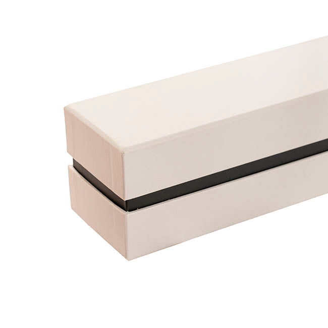 Pearlescent Ribbed Accent Rose Box Single Ivory (74x8x8cmH)