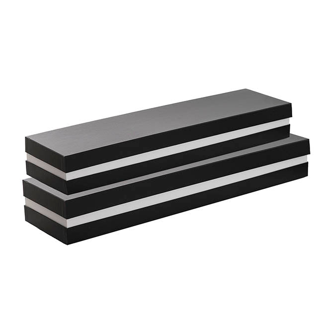 Pearlescent Ribbed Accent Rose Box Set 2 Black (75x21x11cmH)