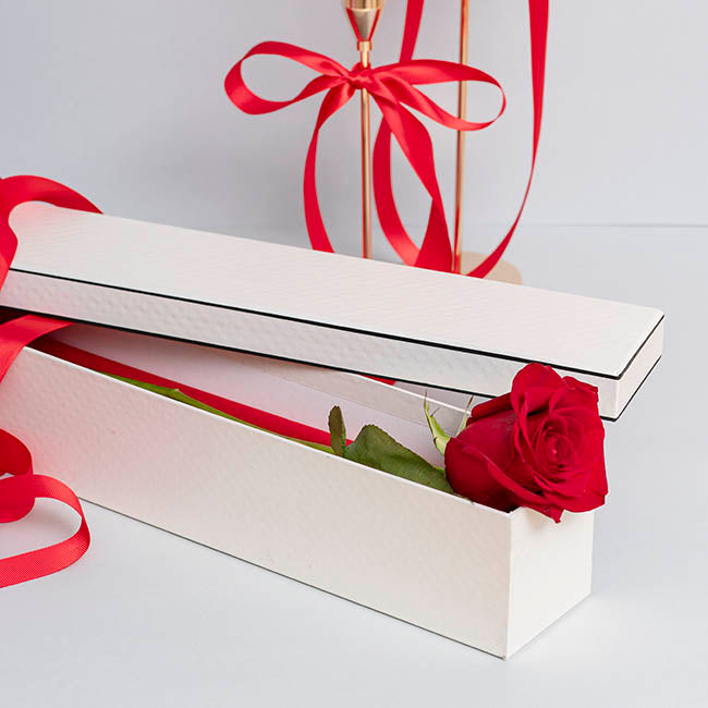 Diamond Emboss Rose Box Single Silhouette Ivory (74x8x8cmH)