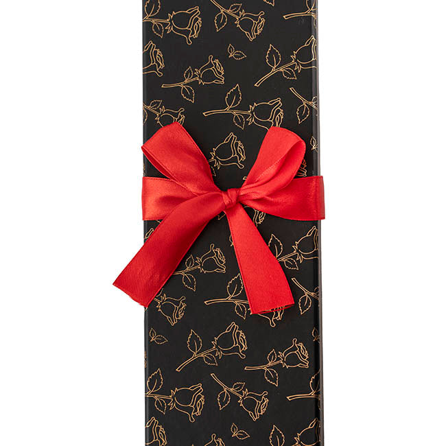 Luxe Rose Box Gold Foil with Bow Single Black (71x8x7cmH)