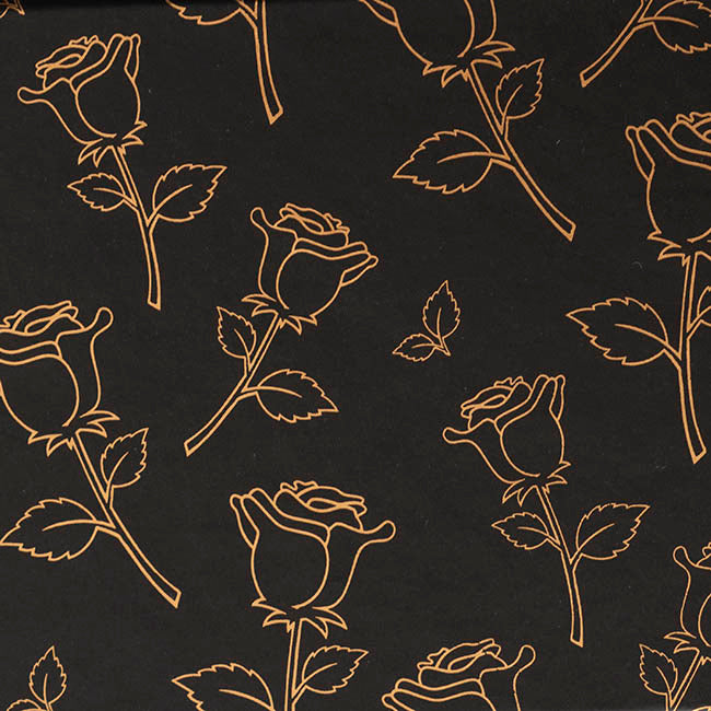Luxe Rose Box Gold Foil with Bow Single Black (71x8x7cmH)
