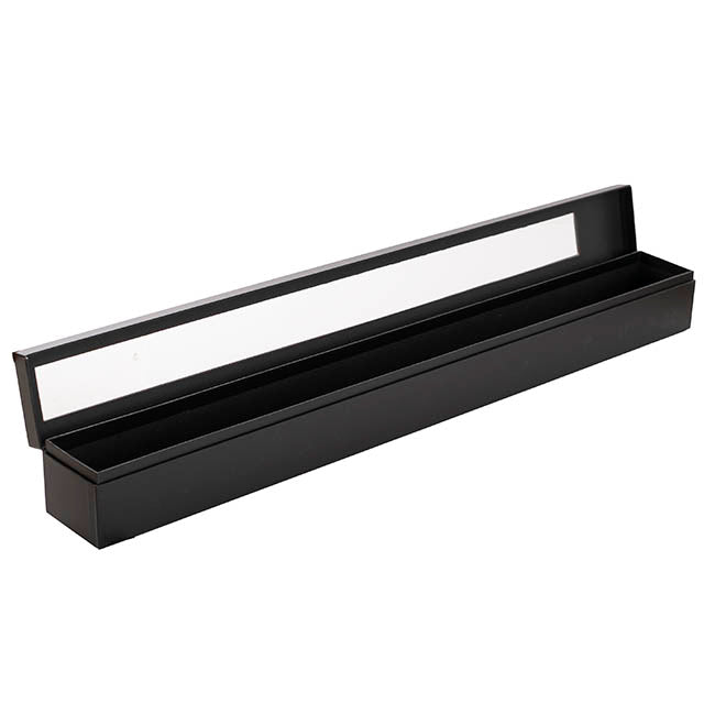 Deluxe Full Window Rose Box Single Black (74x8x8cmH)