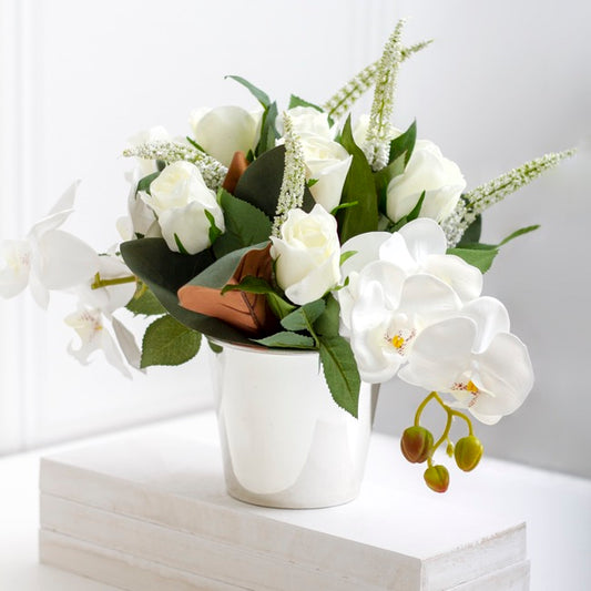 Flora Chrome Pot Round (13Dx11.5cmH) Silver