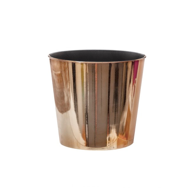 Flora Chrome Pot Round (15.5Dx13cmH) Rose Gold