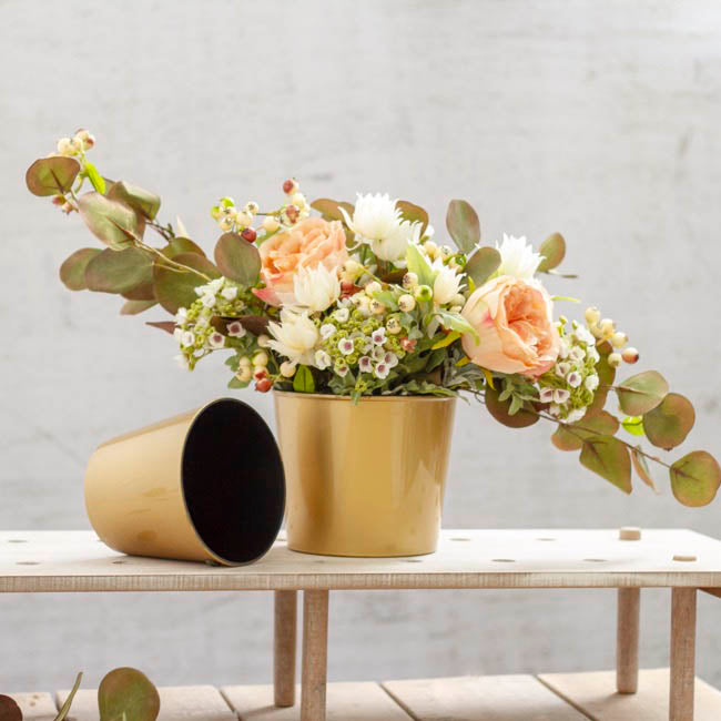 Flora Metallic Pot Round (15.5Dx13cmH) Gold