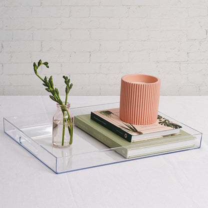 Clear Acrylic Tray Rectangular w Handles (35x25x4cmH)