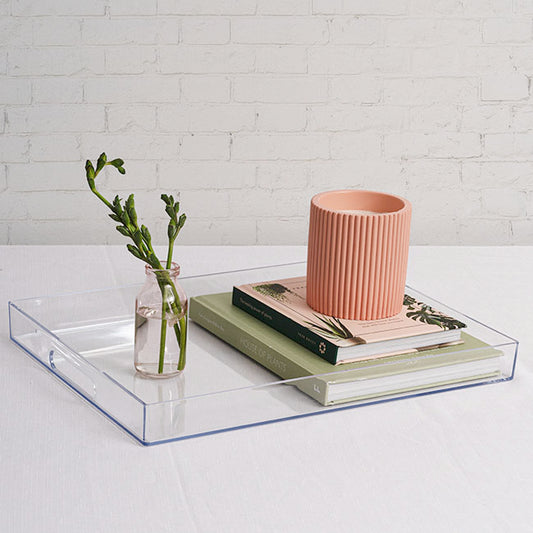 Clear Acrylic Tray Rectangular w Handles (35x25x4cmH)